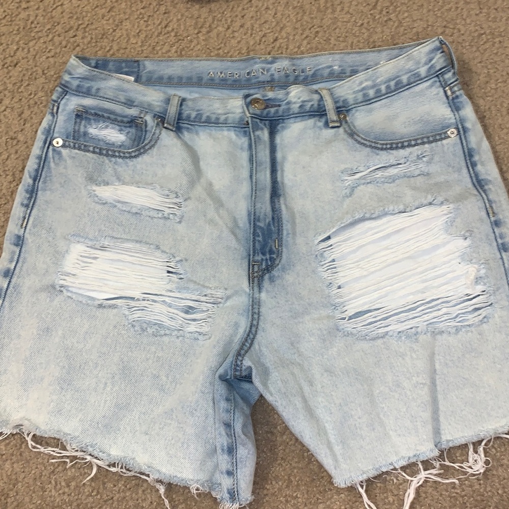 American Eagle “mom jean” distressed shorts